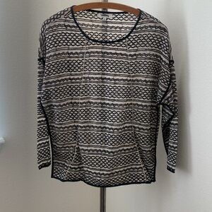 RARE Madewell sz S cream black open weave pocket layer top lagenlook EUC